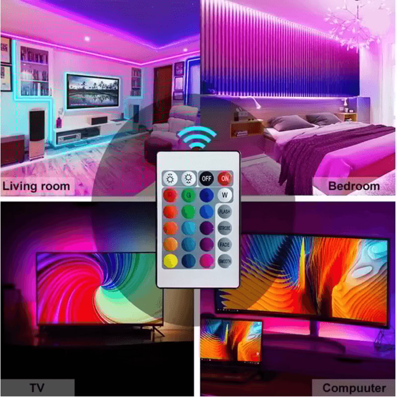 RGB LED Strip Lights USB Bluetooth Remote Color Changing Light Tape 3