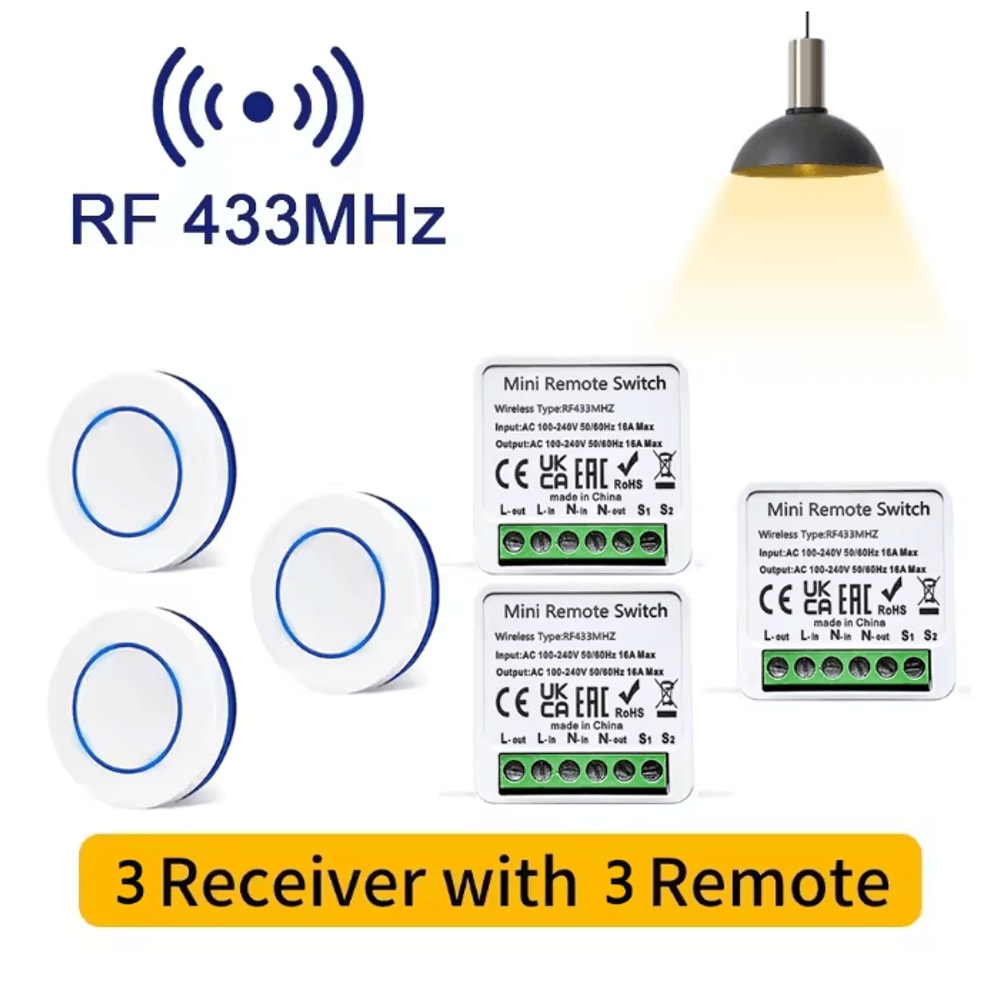 Wireless Remote Light Switch 433MHz Smart Control Module For Home DIY 9