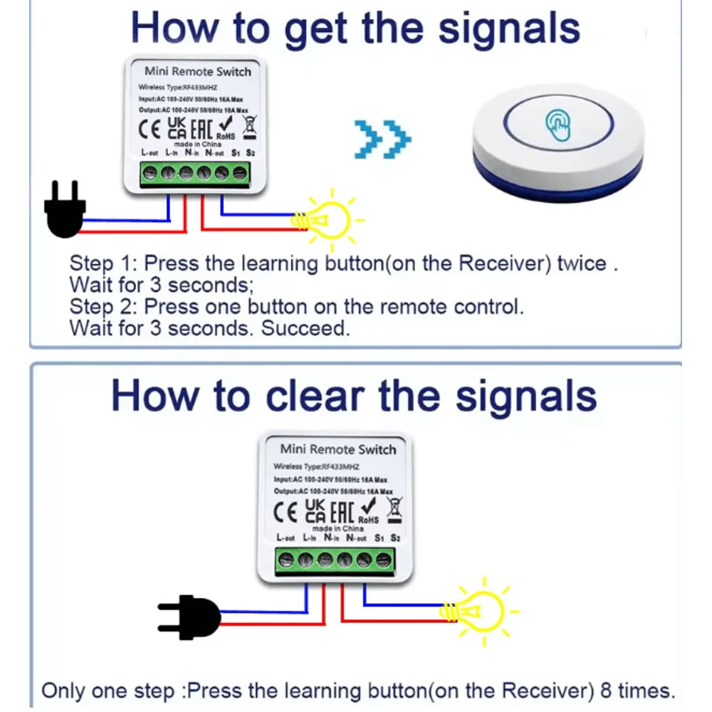 Wireless Remote Light Switch 433MHz Smart Control Module For Home DIY 2