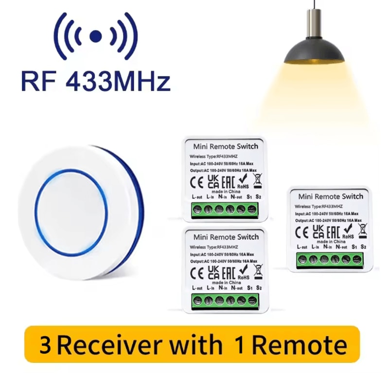Wireless Remote Light Switch 433MHz Smart Control Module For Home DIY 7