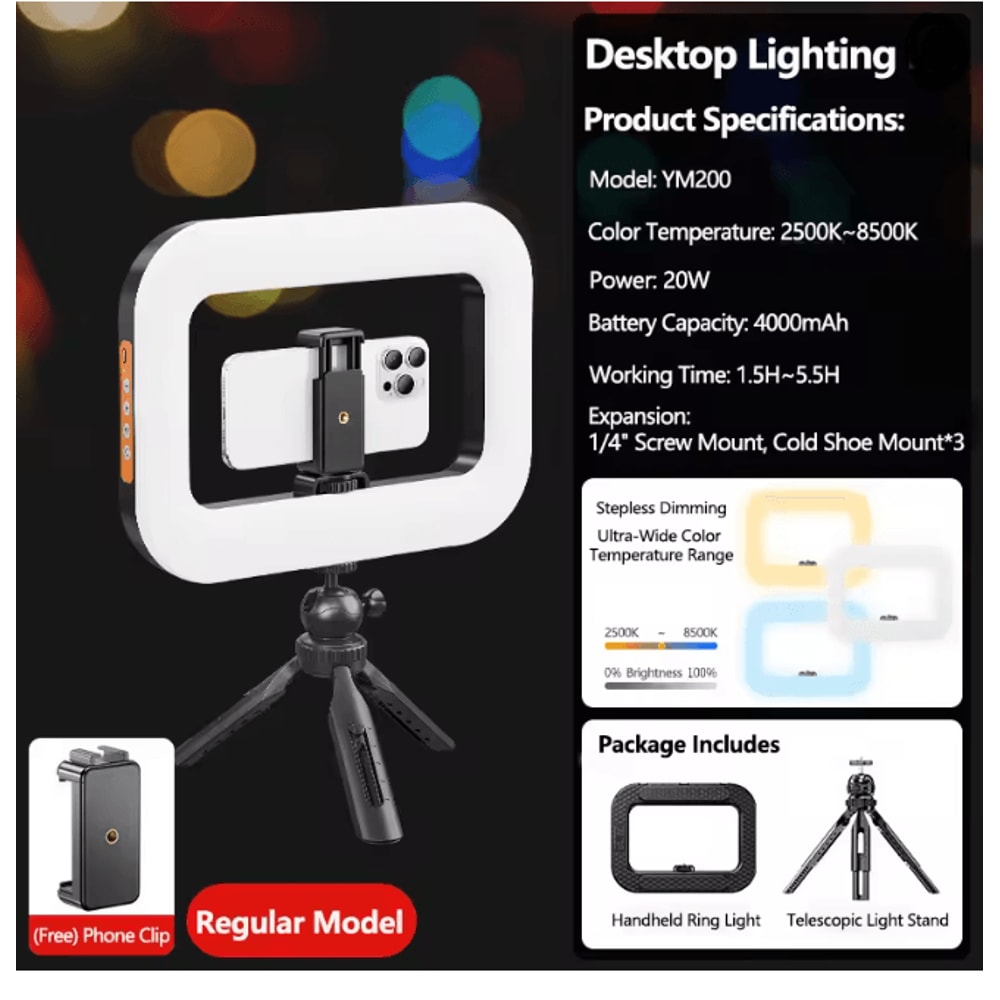 Portable LED Ring Fill Light USB Rechargeable Selfie Light For Phone And Makeup 6