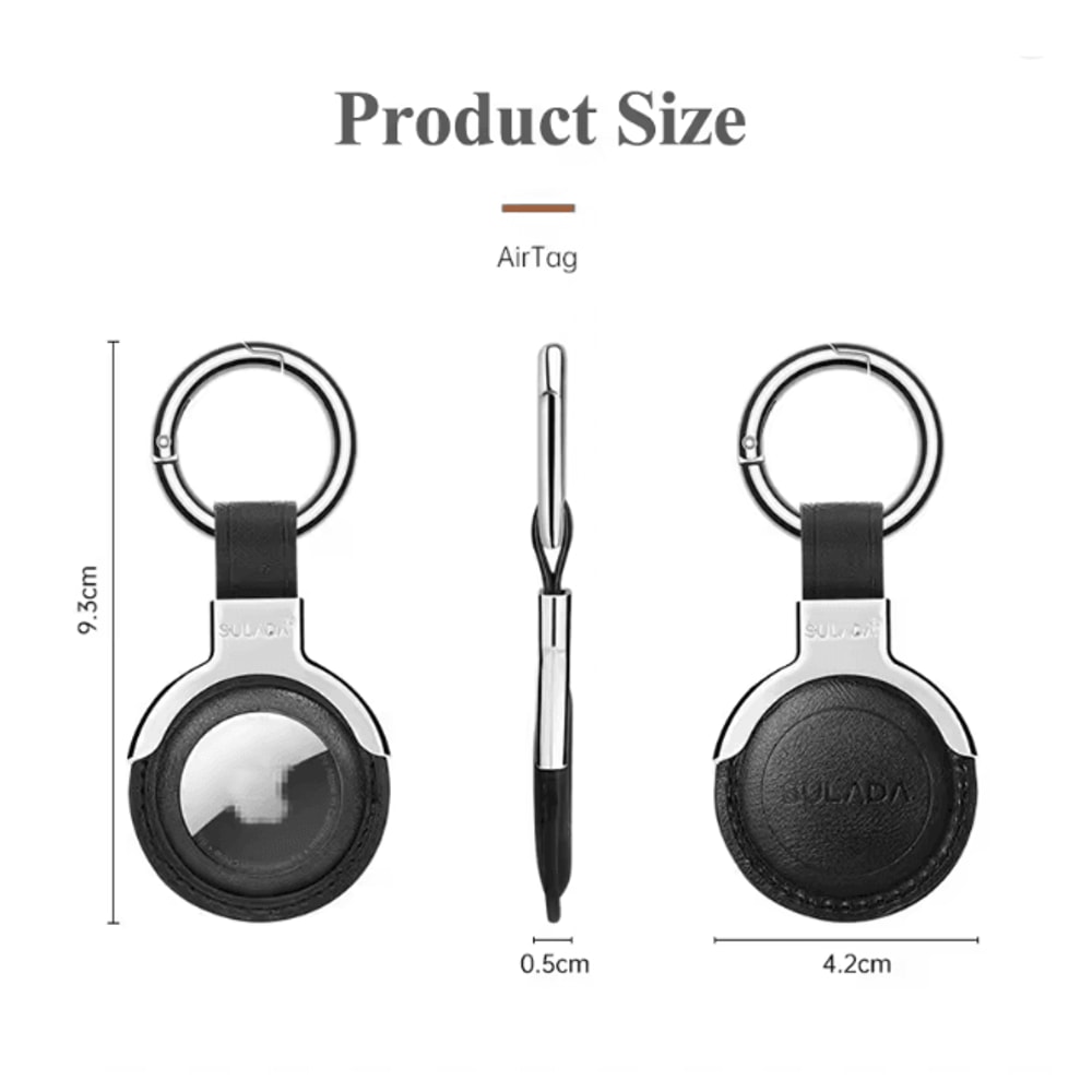 Leather AirTag Case With Keychain Protective Holder For Keys Bags And Pets 2