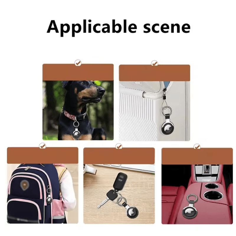 Leather AirTag Case With Keychain Protective Holder For Keys Bags And Pets 3