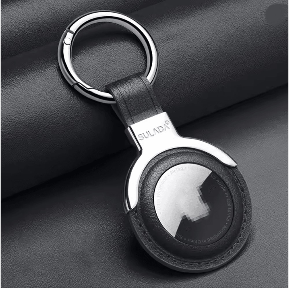 Leather AirTag Case With Keychain Protective Holder For Keys Bags And Pets 4