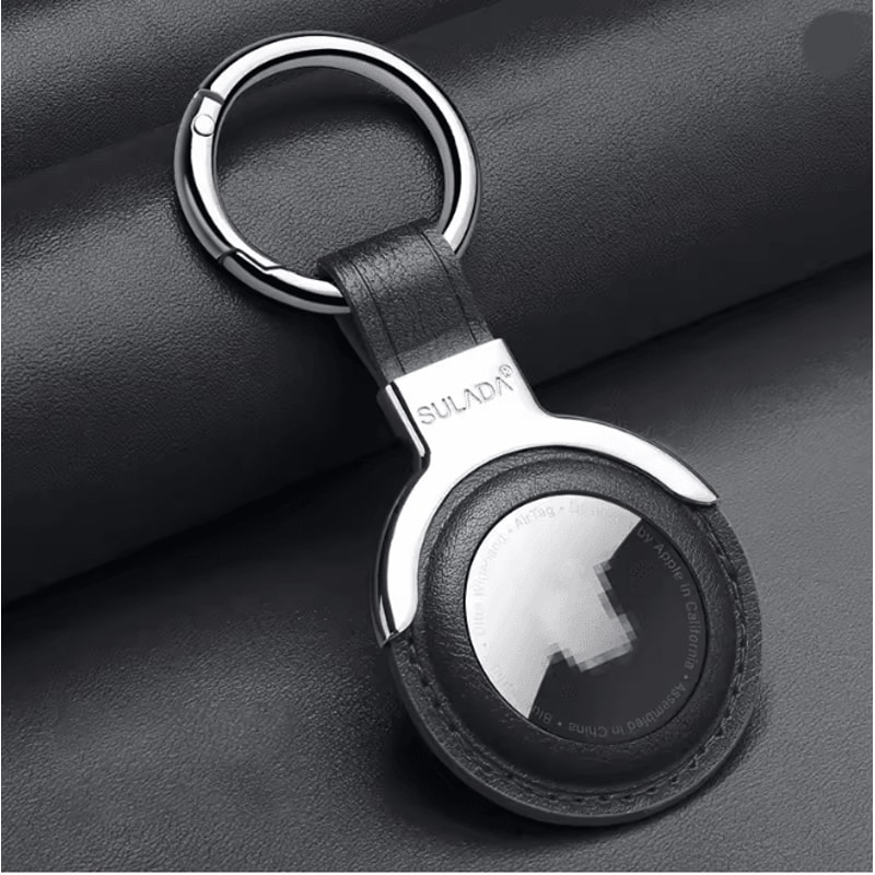 Leather AirTag Case With Keychain Protective Holder For Keys Bags And Pets 4