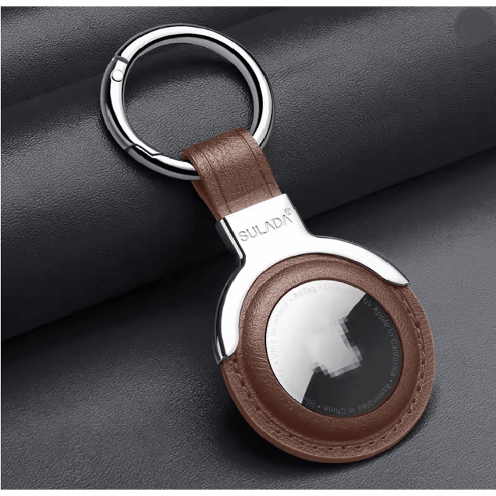 Leather AirTag Case With Keychain Protective Holder For Keys Bags And Pets 7