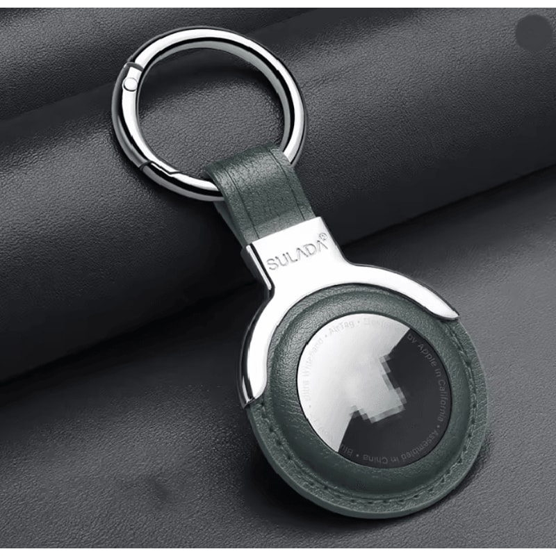 Leather AirTag Case With Keychain Protective Holder For Keys Bags And Pets 8