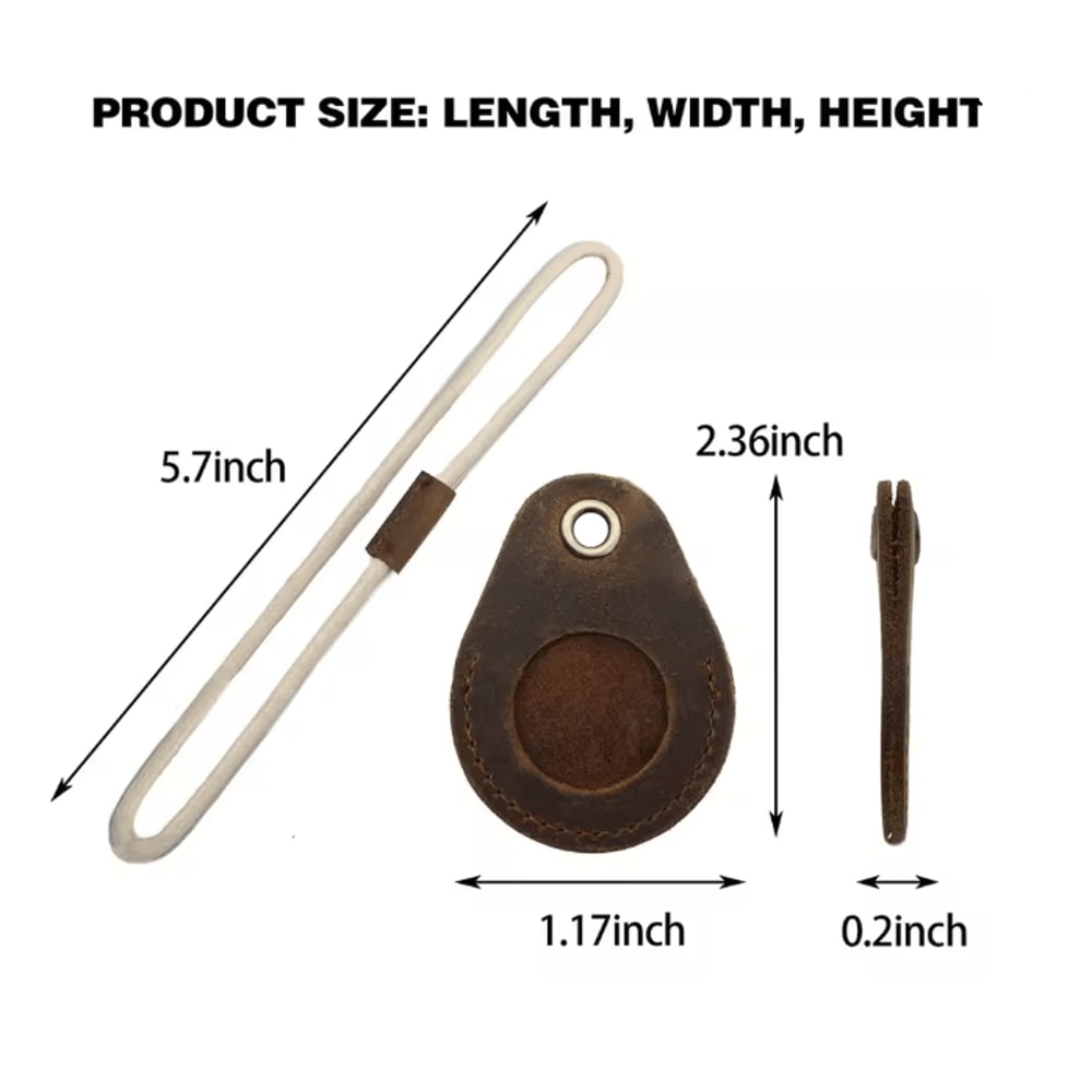Genuine Leather AirTag Case With Keychain Protective Holder For Keys And Luggage 2