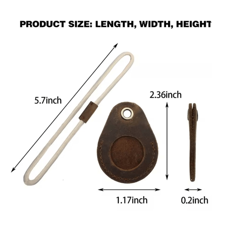 Genuine Leather AirTag Case With Keychain Protective Holder For Keys And Luggage 2