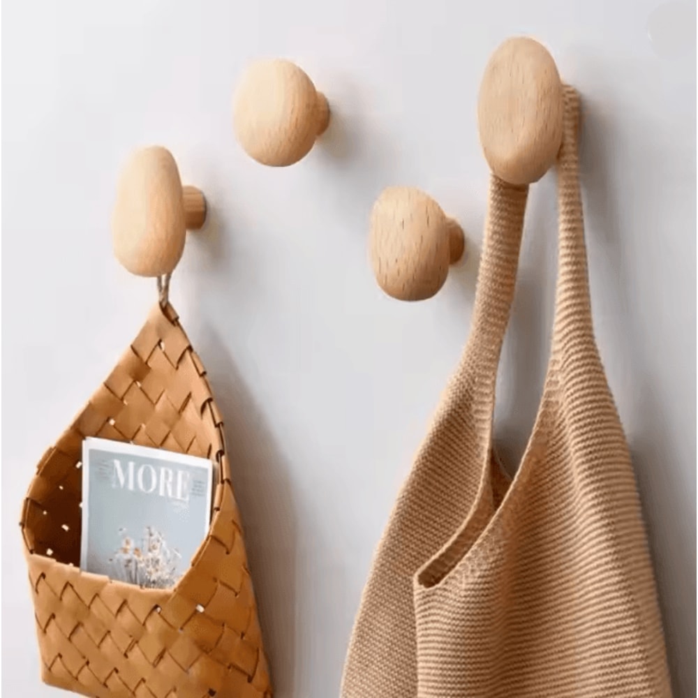 Scandinavian Solid Wood Wall Hook Pebble Style Coat Hanger 2