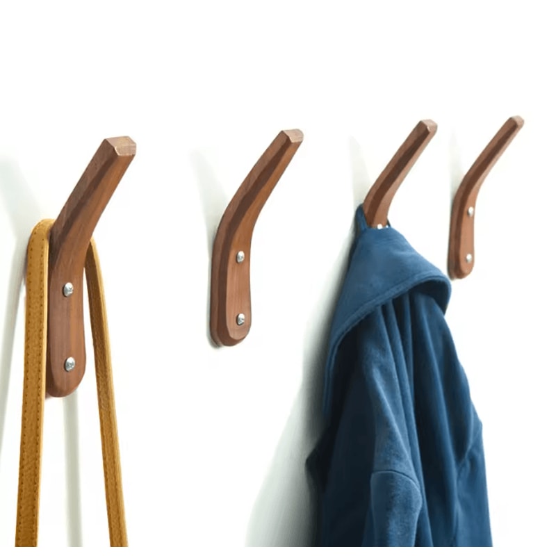 Black Walnut Solid Wood Wall Hook Minimalist Coat And Key Hanger 0