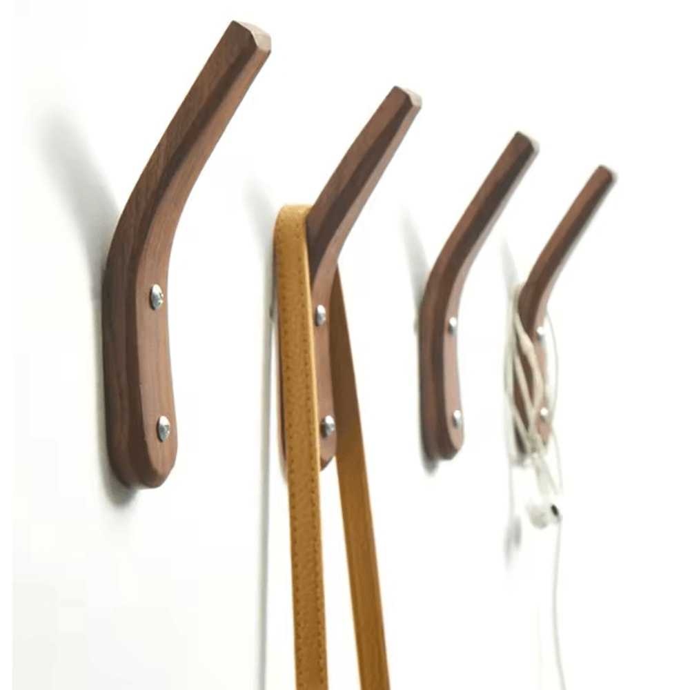 Black Walnut Solid Wood Wall Hook Minimalist Coat And Key Hanger 2