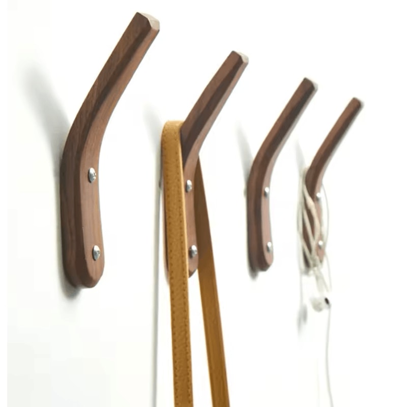 Black Walnut Solid Wood Wall Hook Minimalist Coat And Key Hanger 2