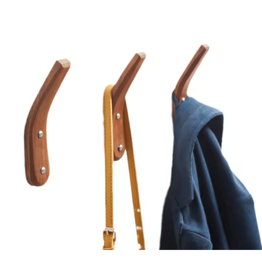 Black Walnut Solid Wood Wall Hook Minimalist Coat And Key Hanger 3