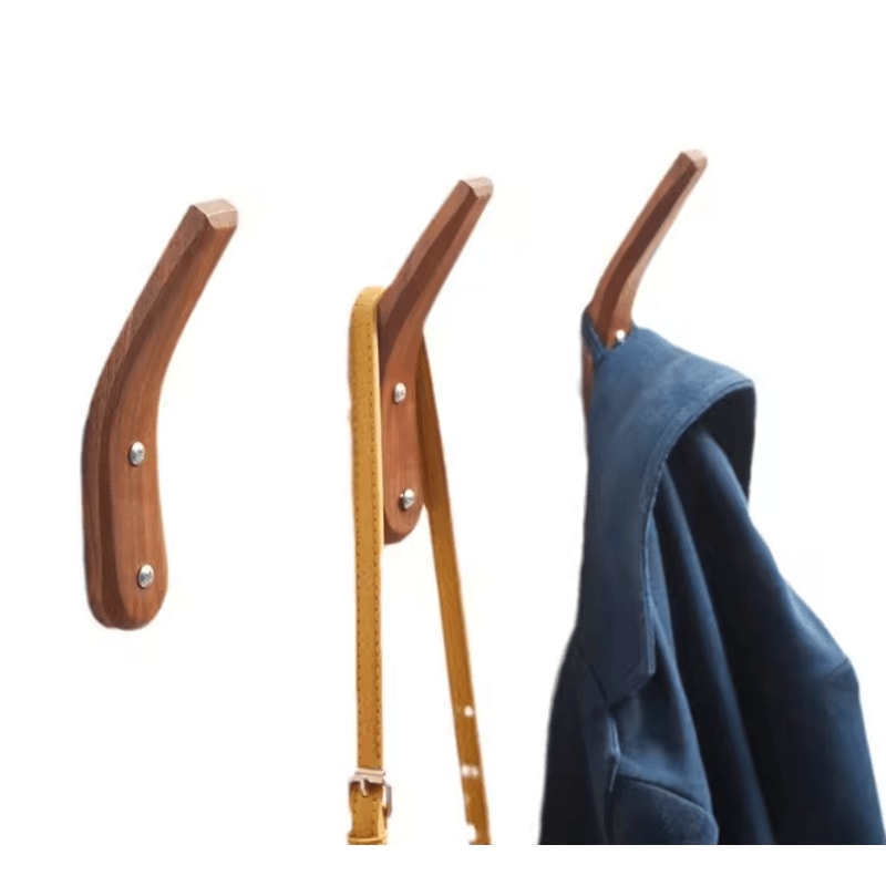 Black Walnut Solid Wood Wall Hook Minimalist Coat And Key Hanger 3