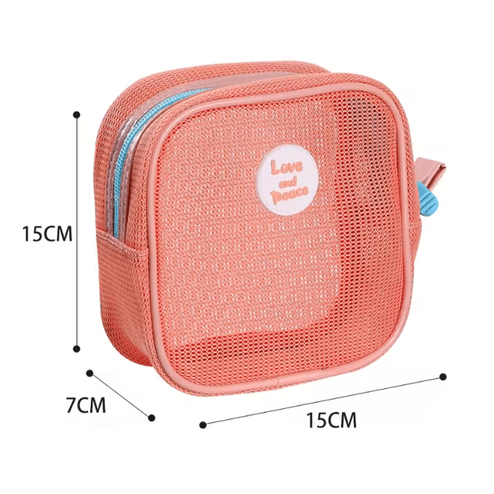 Portable Mesh Cosmetic Bag Zipper Makeup Storage Pouch 9