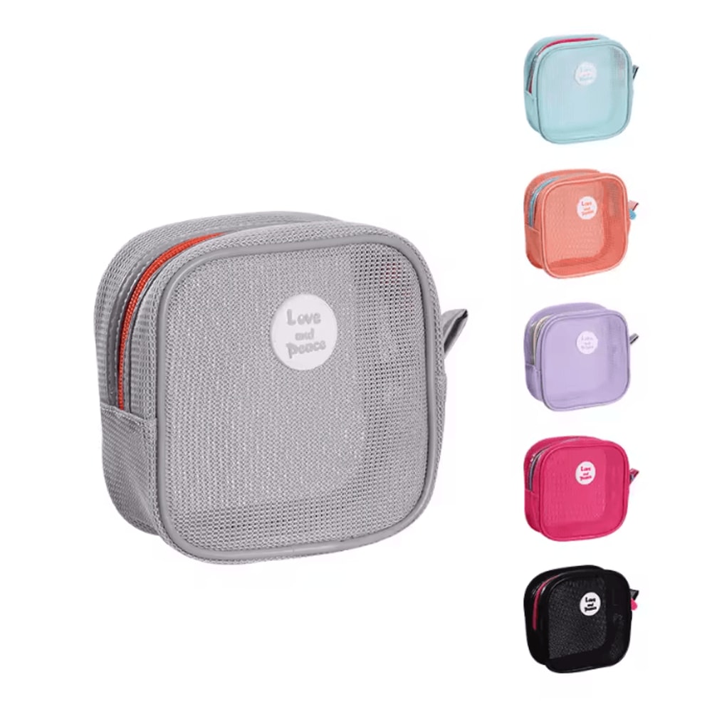 Portable Mesh Cosmetic Bag Zipper Makeup Storage Pouch 1