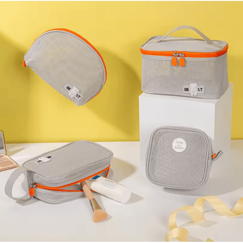 Portable Mesh Cosmetic Bag Zipper Makeup Storage Pouch 3