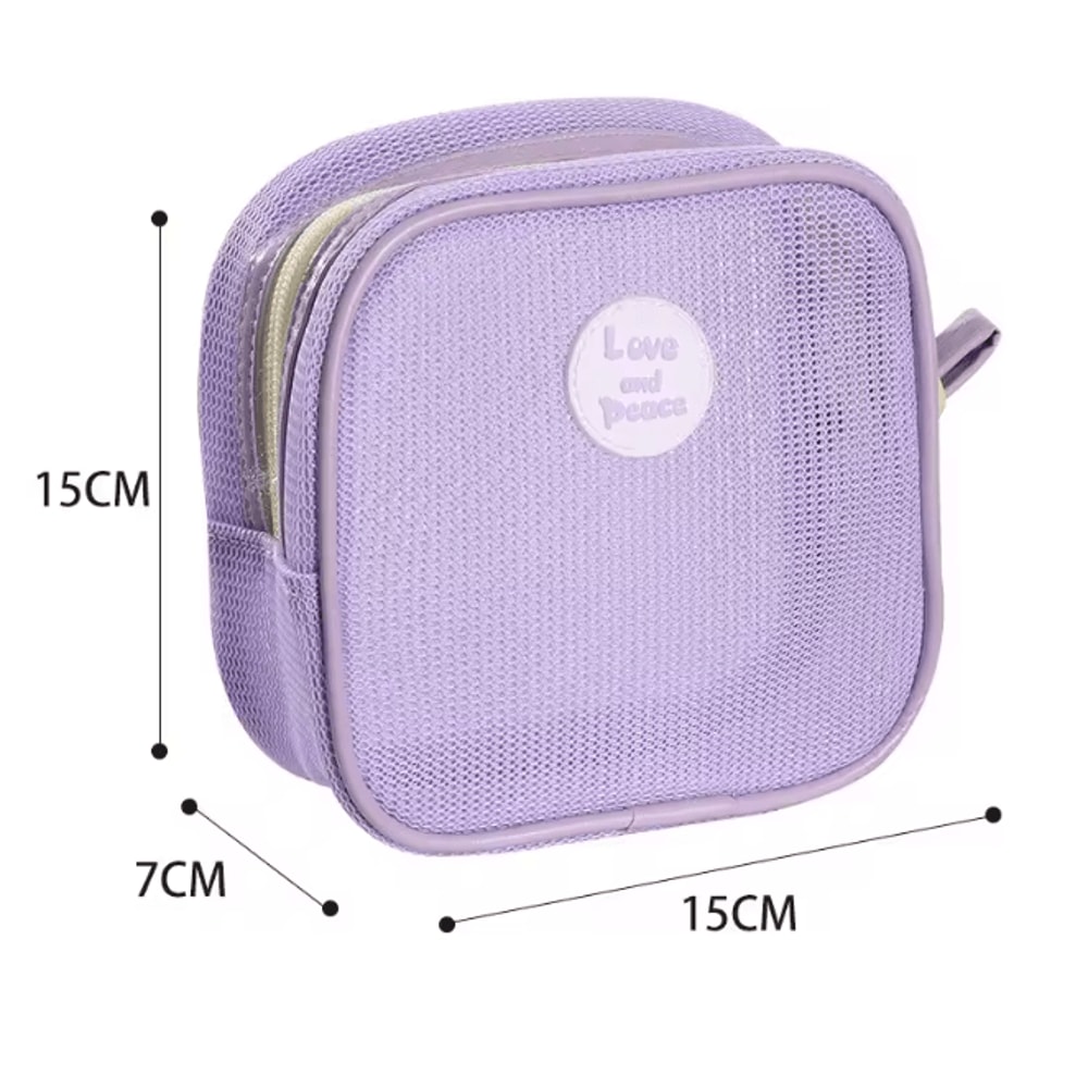 Portable Mesh Cosmetic Bag Zipper Makeup Storage Pouch 4
