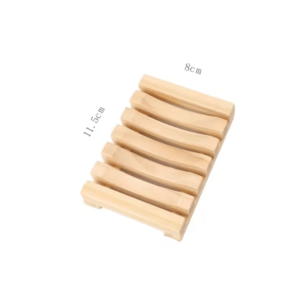 Natural Bamboo Soap Dish Drain Tray Wooden Bathroom Holder 6