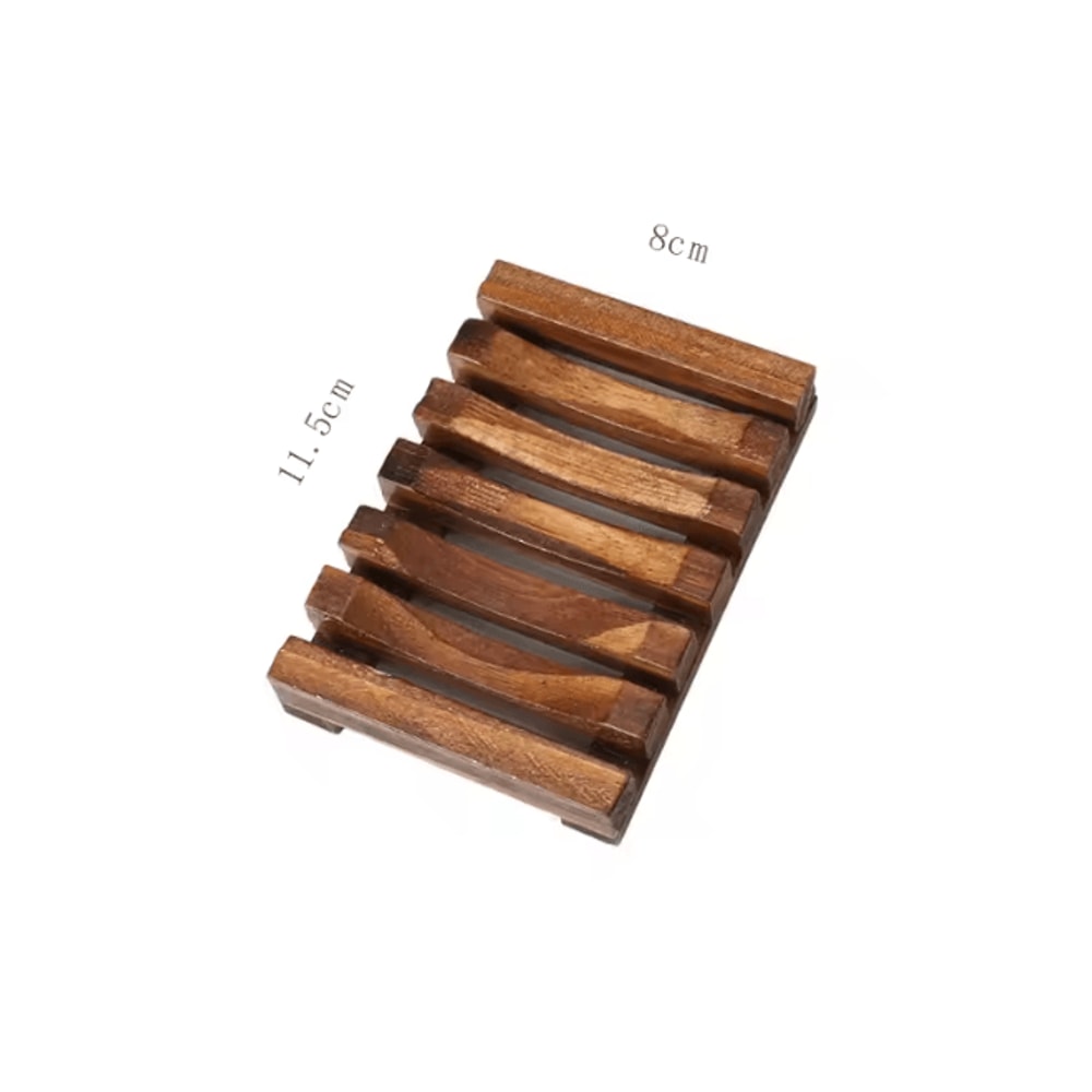 Natural Bamboo Soap Dish Drain Tray Wooden Bathroom Holder 7