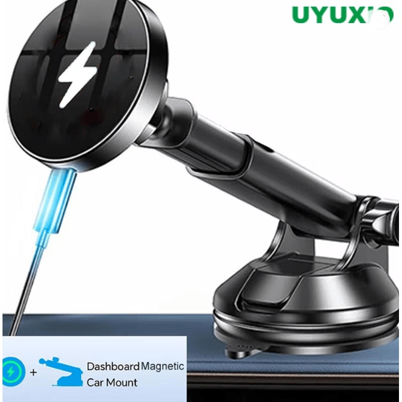 Magnetic Wireless Car Phone Charger Mount 15W Dashboard Holder 0