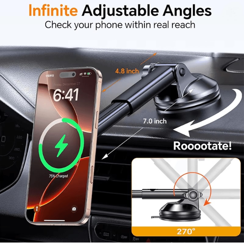 Magnetic Wireless Car Phone Charger Mount 15W Dashboard Holder 1