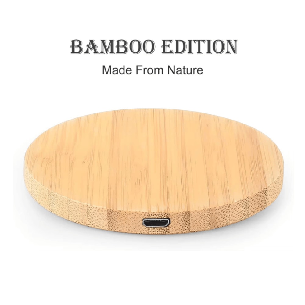 Bamboo Wood Wireless Charger 15W Fast Charging Pad 0