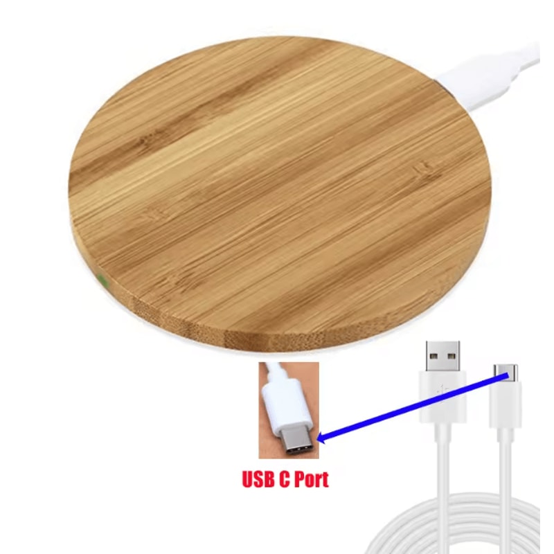 Bamboo Wood Wireless Charger 15W Fast Charging Pad 5