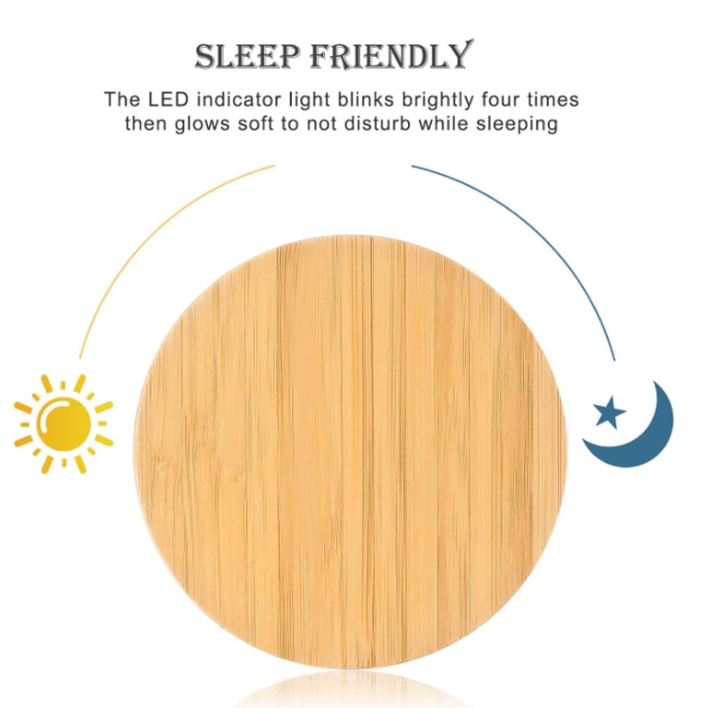 Bamboo Wireless Charger Fast Charging Pad 15W Qi Compatible 2