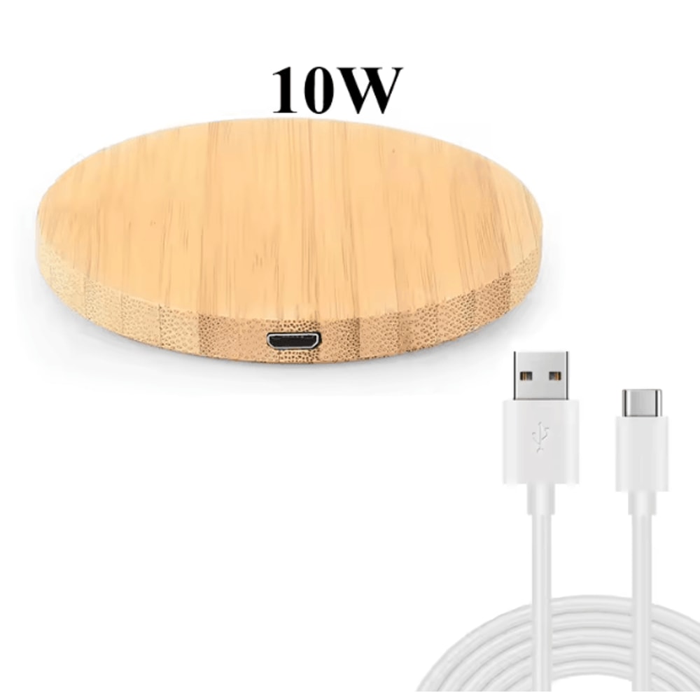 Bamboo Wireless Charger Fast Charging Pad 15W Qi Compatible 4