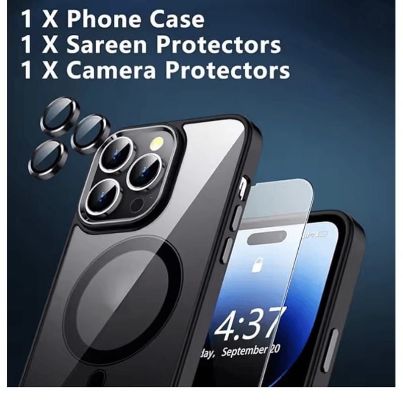 Clear Magnetic IPhone Case With Screen And Lens Protection 1