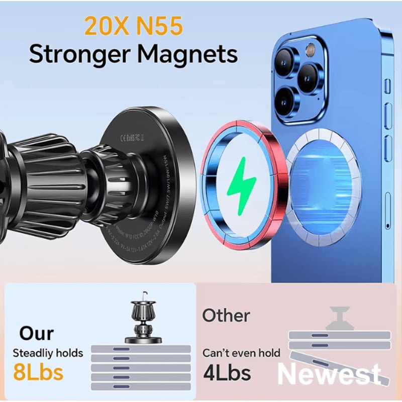 Magnetic Wireless Car Charger 15W Dashboard Phone Holder Mount 2