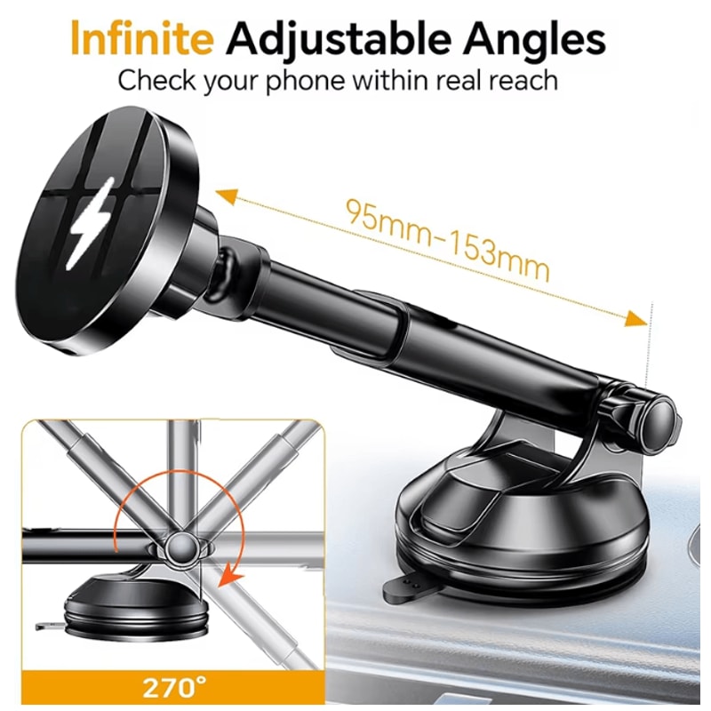 Magnetic Wireless Car Charger 15W Dashboard Phone Holder Mount 1