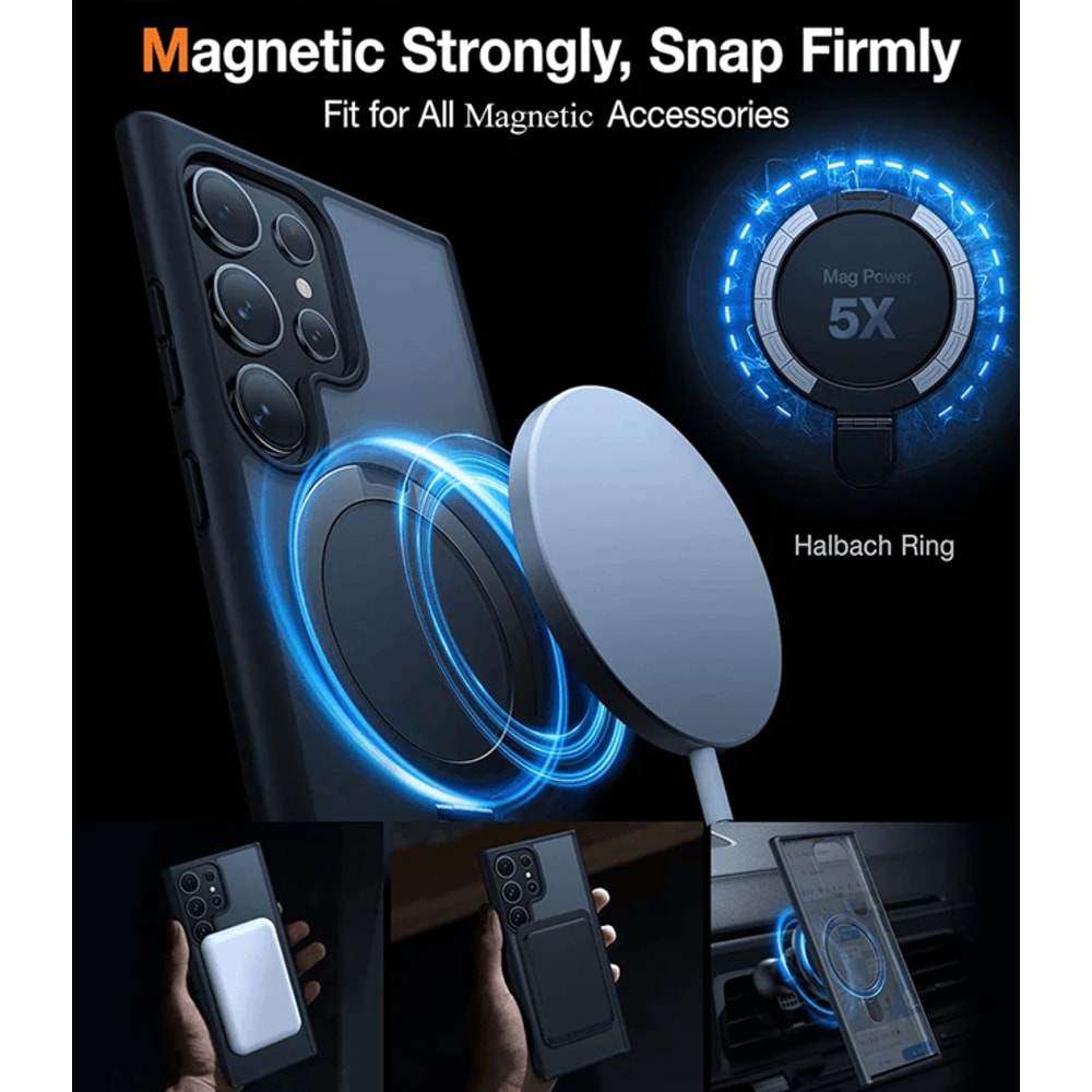 Magnetic Ring Kickstand Phone Case For Samsung Galaxy Translucent Protective Cover 1