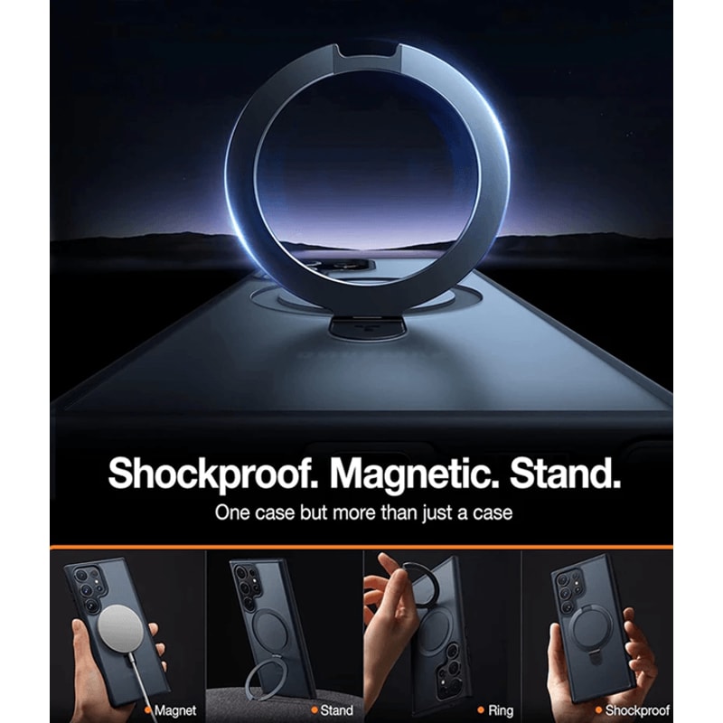 Magnetic Ring Kickstand Phone Case For Samsung Galaxy Translucent Protective Cover 2