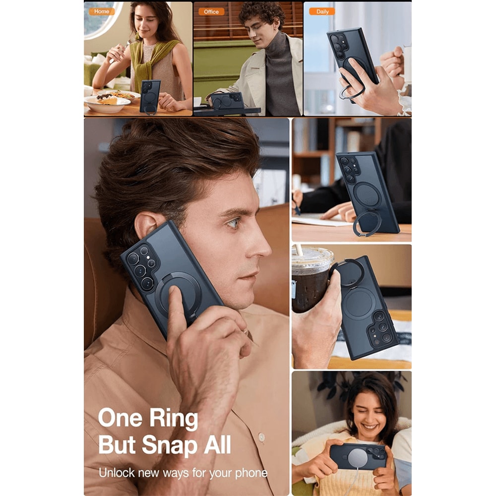 Magnetic Ring Kickstand Phone Case For Samsung Galaxy Translucent Protective Cover 3