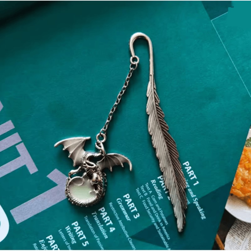 Luminous Dragon Feather Metal Bookmark Creative Reading Accessory 2