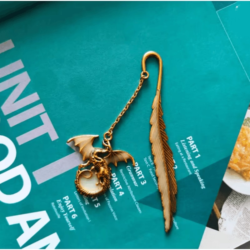 Luminous Dragon Feather Metal Bookmark Creative Reading Accessory 3