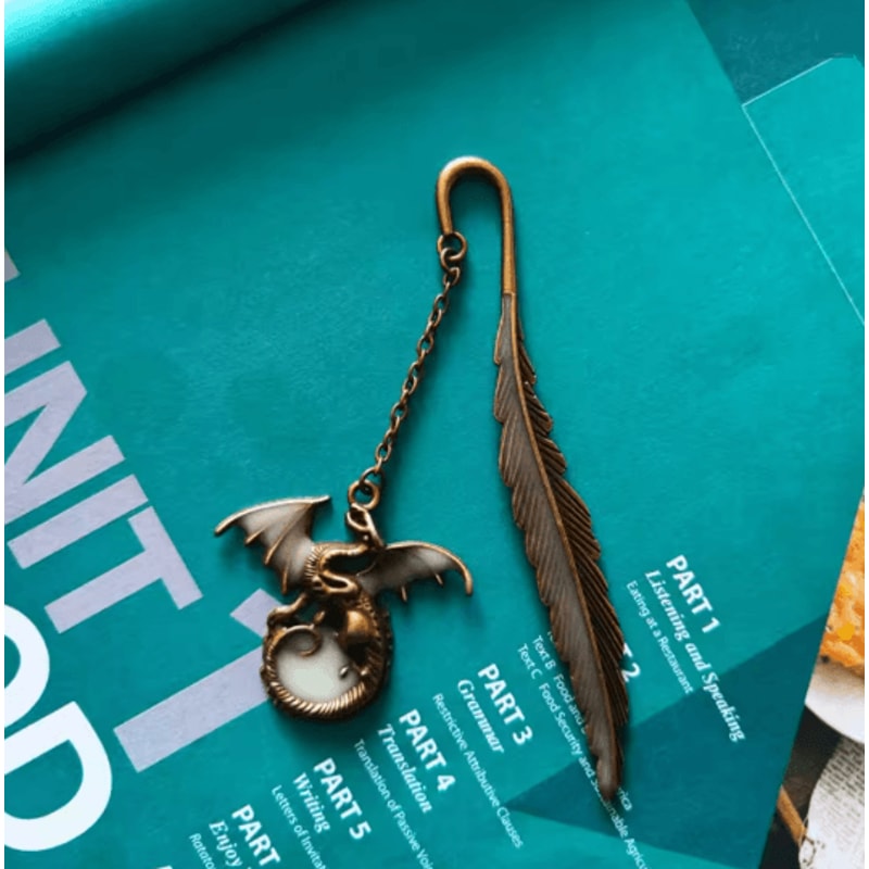 Luminous Dragon Feather Metal Bookmark Creative Reading Accessory 4
