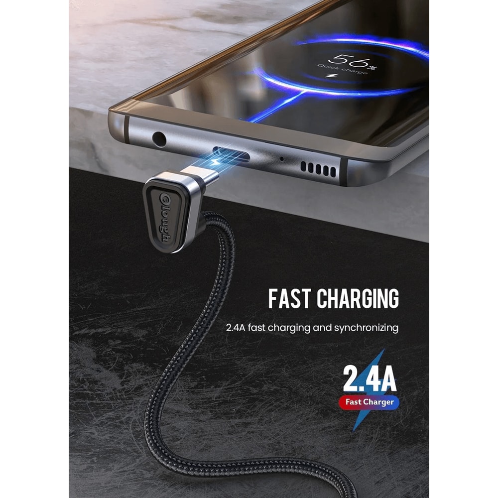 Fast Charging USB Type C Cable 90 Degree Angle Gaming Data Cord 1