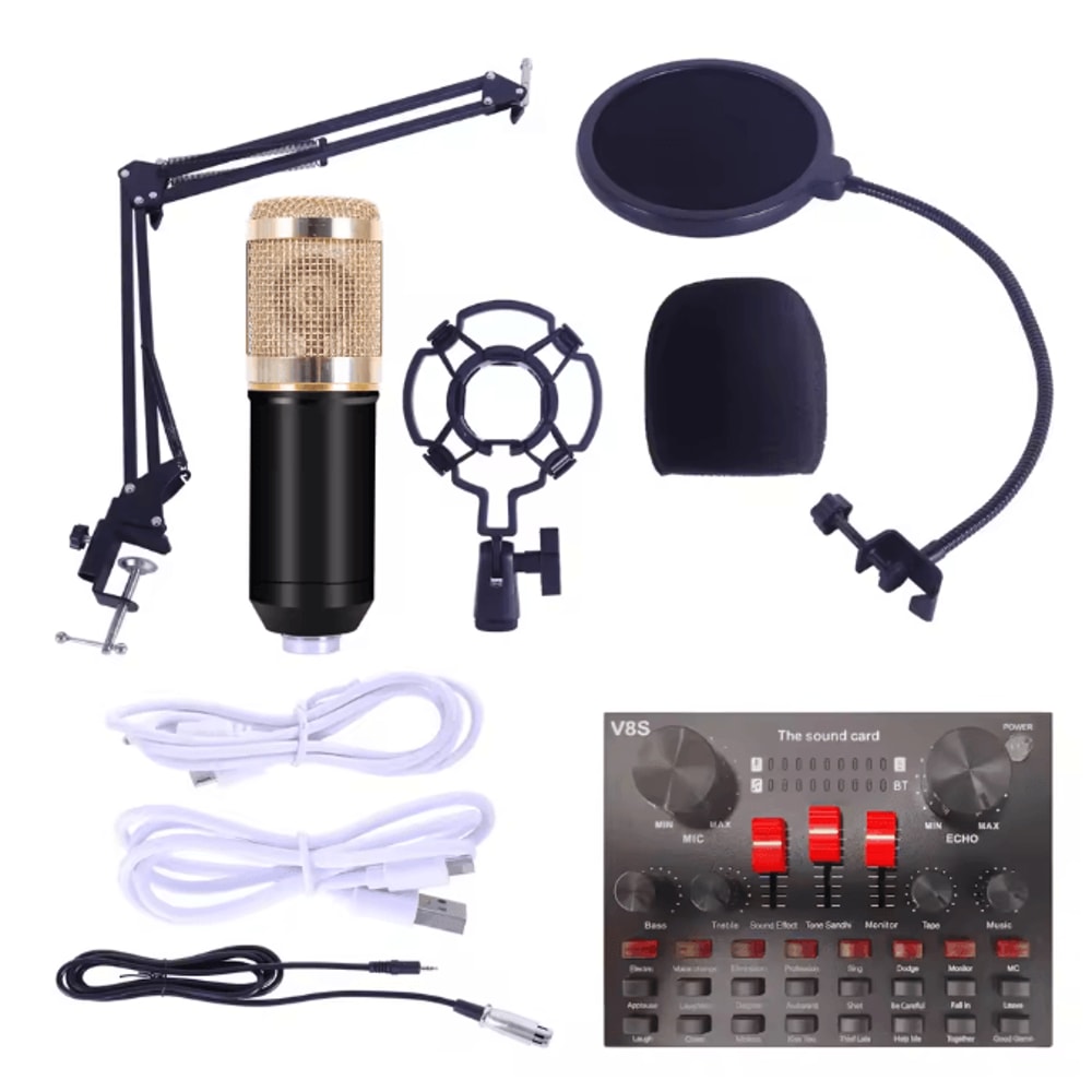 Professional Condenser Microphone Kit With Boom Arm Stand For Studio Recording And Streaming 0