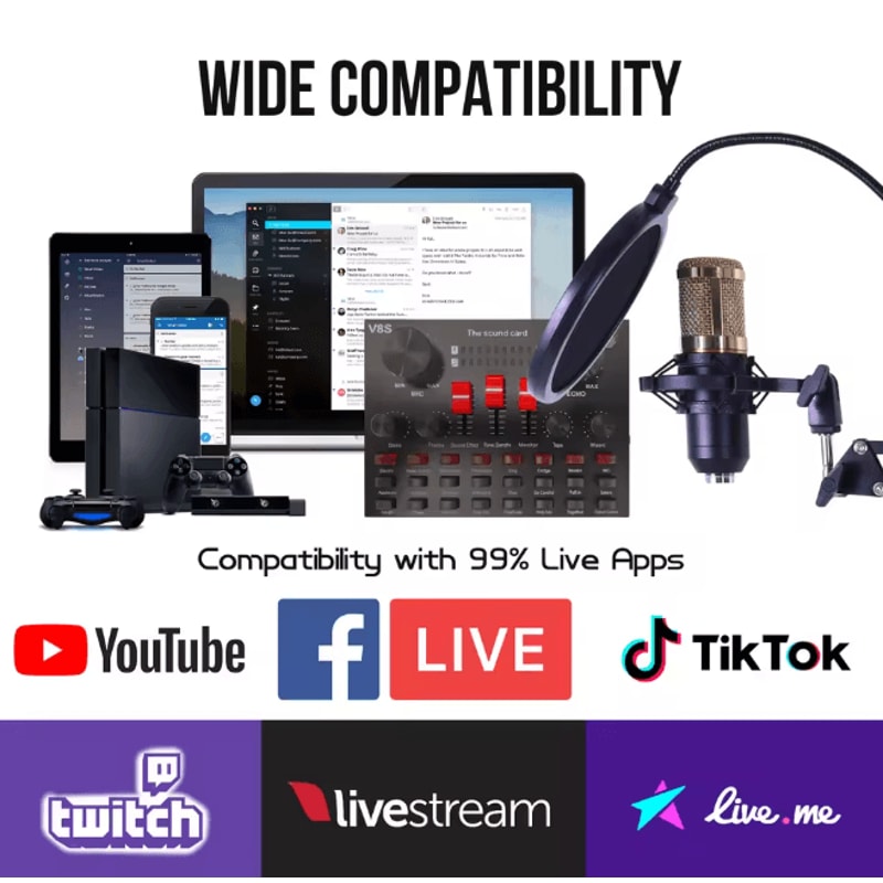 Professional Condenser Microphone Kit With Boom Arm Stand For Studio Recording And Streaming 2