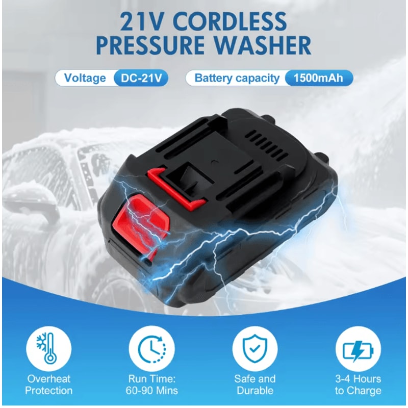 Cordless Pressure Washer Gun Portable High Power Electric Cleaner With Battery 1