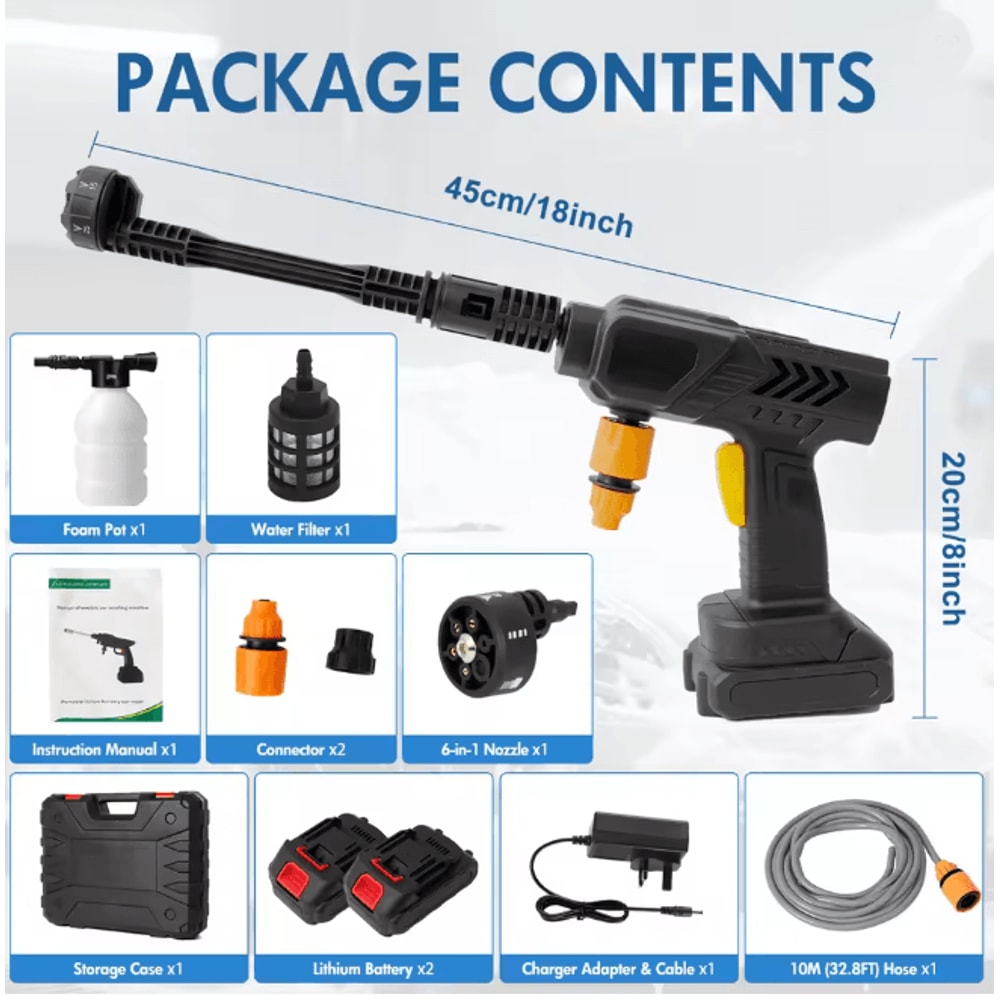 Cordless Pressure Washer Gun Portable High Power Electric Cleaner With Battery 2