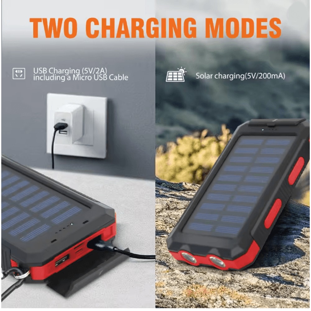 20000mAh Solar Power Bank Waterproof Portable Charger For Outdoor Use 2