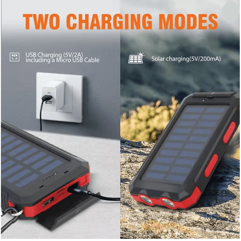 20000mAh Solar Power Bank Waterproof Portable Charger For Outdoor Use 2