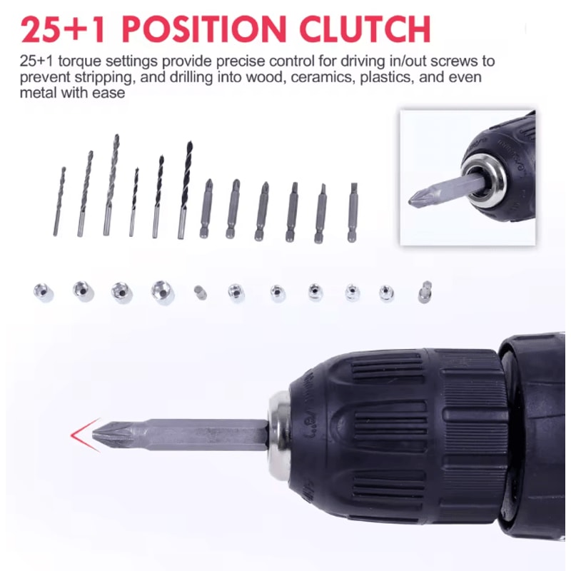 Cordless Drill Set 21V Electric Power Screwdriver Kit With Battery And Accessories 1