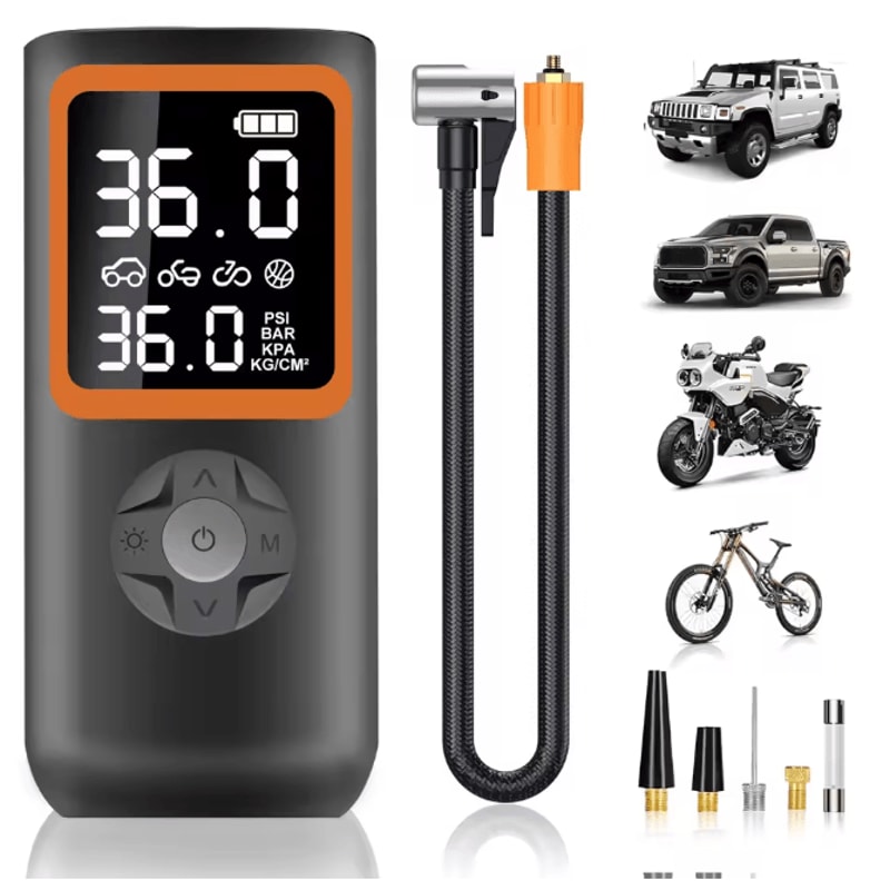 Wireless Tire Inflator Pump 150PSI Portable Air Compressor With Digital Display 0