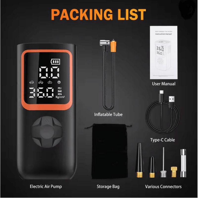 Wireless Tire Inflator Pump 150PSI Portable Air Compressor With Digital Display 4